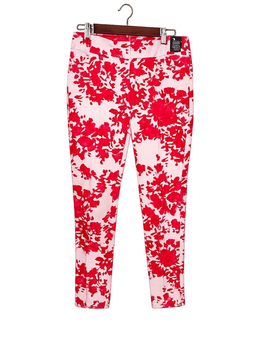 NWT New York & Company Pink Floral Pull-On Capri Pants | Slim Stretch Crop - Picture 2 of 12